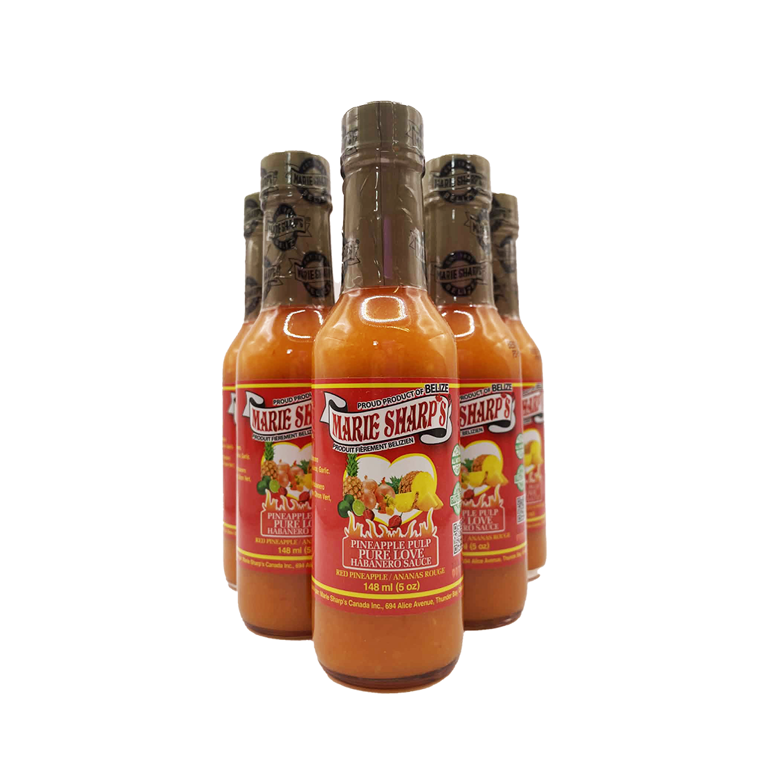 Marie Sharp's RED pineapple hot sauce - 100% natural ingredients.